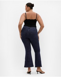 City Chic - Plus size Harley Fit Side Split Flare Leg Jean - dark wash