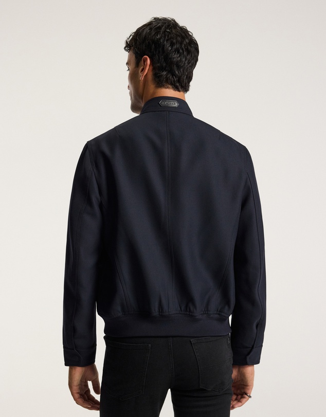 Calibre - Stand Collar Wool Bomber Jacket Navy