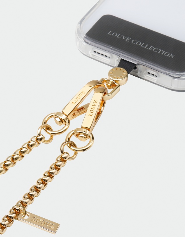 LOUVE COLLECTION - Universal Phone Strap Connector (Black) + Gaia-Gold Wristlet