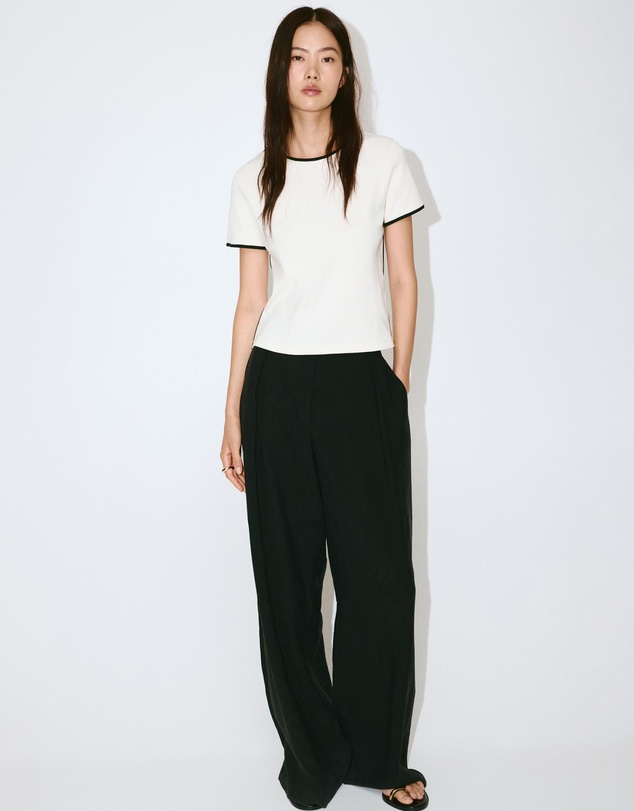 M.N.G - Cotton T-Shirt with Contrasting Trim