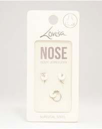 Lovisa - Surgical Steel Triangular Diamante Nose 3-Pack