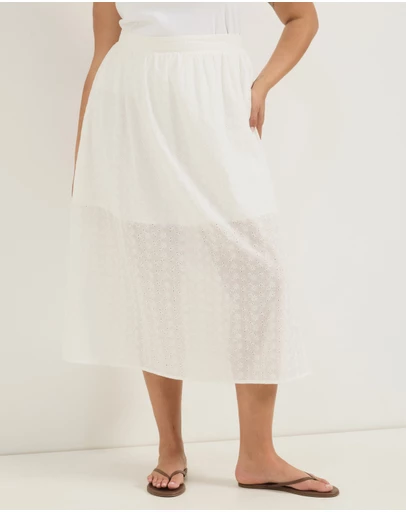 Atmos&Here Curvy - Luci Broderie Long Midi Skirt