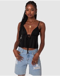 EDIKTED - Rylee Tie Front Open Back Top