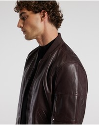 Calibre - Leather Bomber Jacket Wine