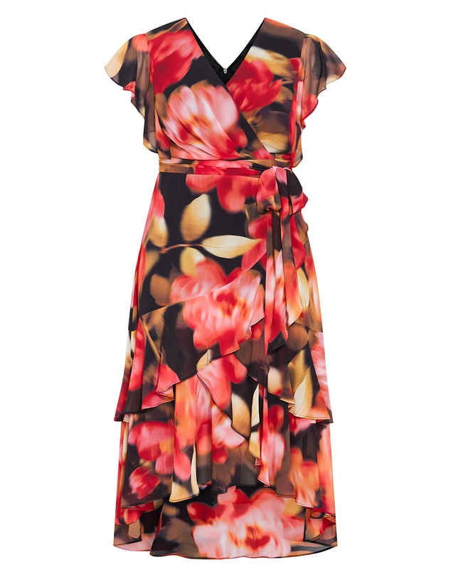 City Chic - Plus size Demure Floral Maxi Dress - scarlet red