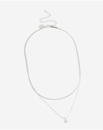 Lovisa - Waterproof Stainless Steel Cubic Zirconia & Chain Pendant Layered Necklace