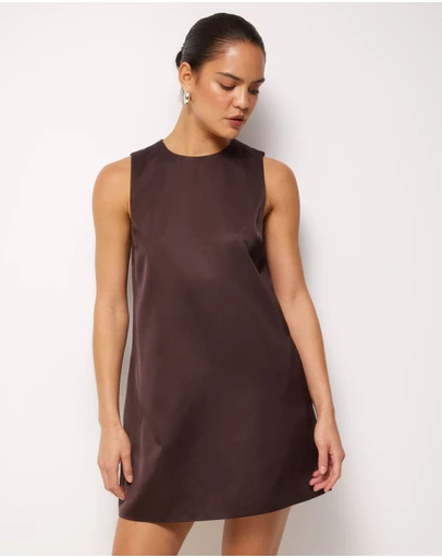 AERE - Nori Satin Shift Mini Dress