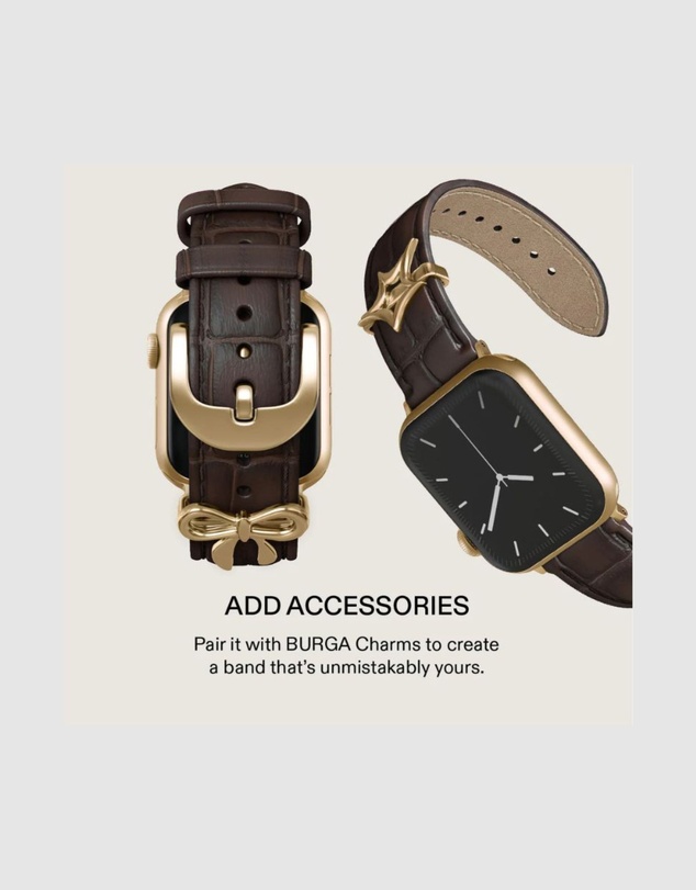 Burga - Burga Apple Watch 42/44/46/49 Leather Band - Gold Clasp Espresso