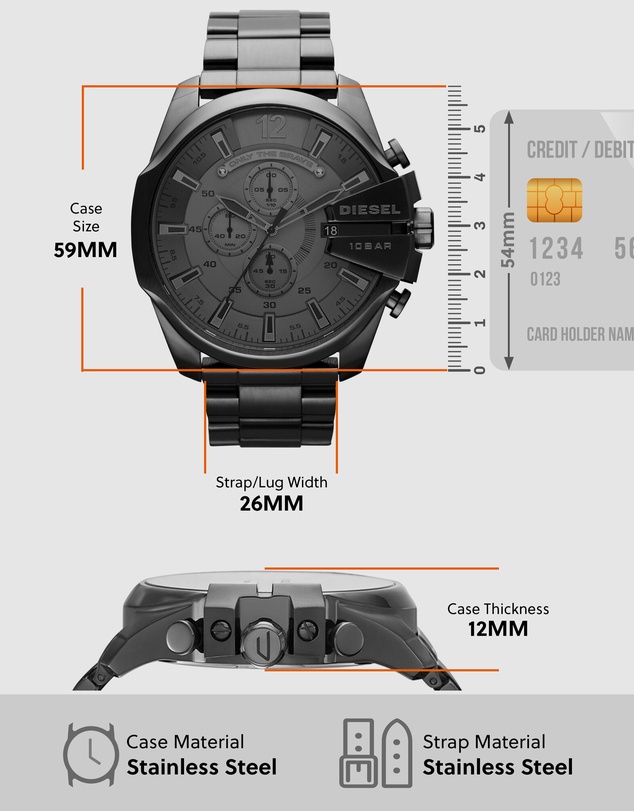 Diesel - Mega Chief Gun-Metal Chronograph Watch