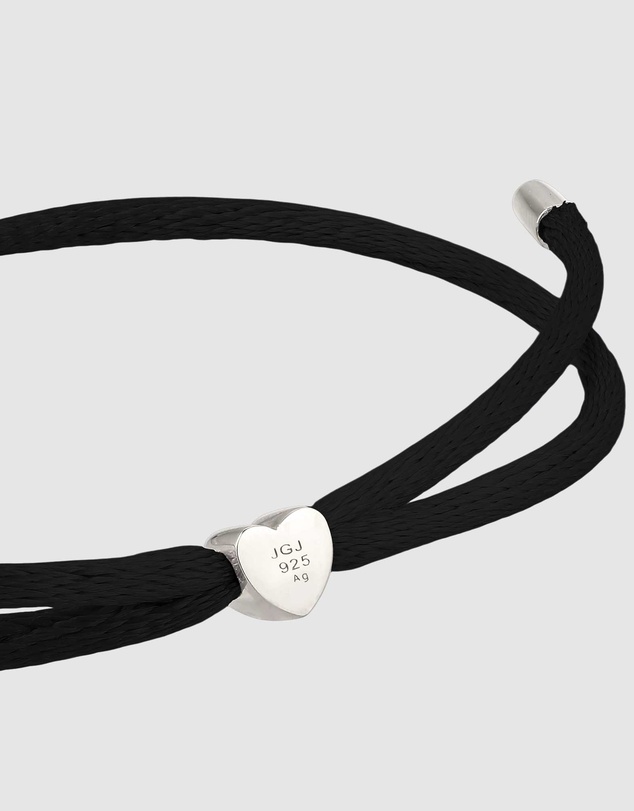 Elli Jewelry - Heart Charm Black Satin Bracelet