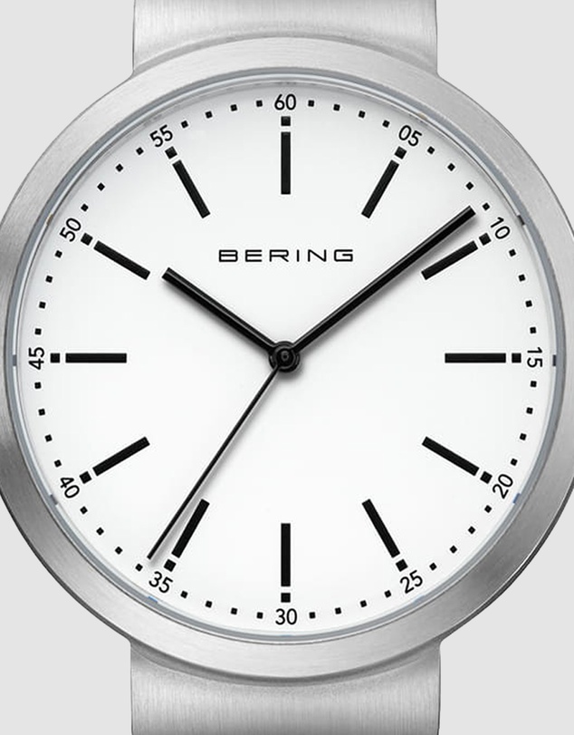 Bering - Bering Gents 41mm White Dial Black Silicon Strap Watch