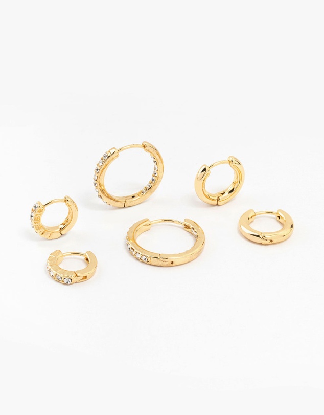 Lovisa - Gold Plated Diamante Huggie Earrings