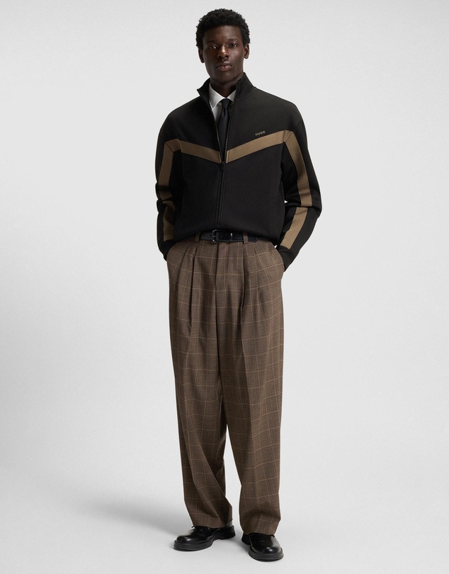 HUGO - Relaxed-Fit Zip-up Sweatshirt With Chevron Tape