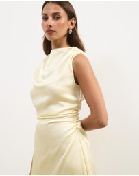 Atmos&Here - Quinn Satin Midi Dress With Lace Trim