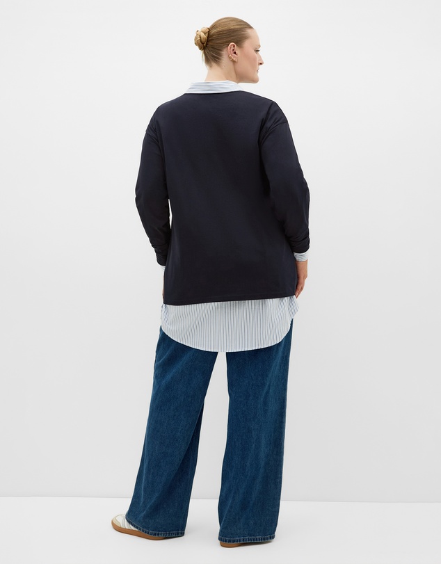 City Chic - Oversized Amsterdam Long Sleeve Cotton Tee