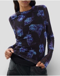 rag & bone - Yana Printed Mesh Long Sleeve Tee