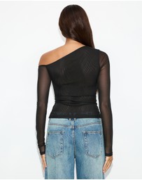 Dazie - Alina Asymmetrical Mesh Top