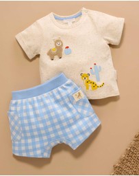 Purebaby - Gingham Short and Tee Set -Kids-Babies