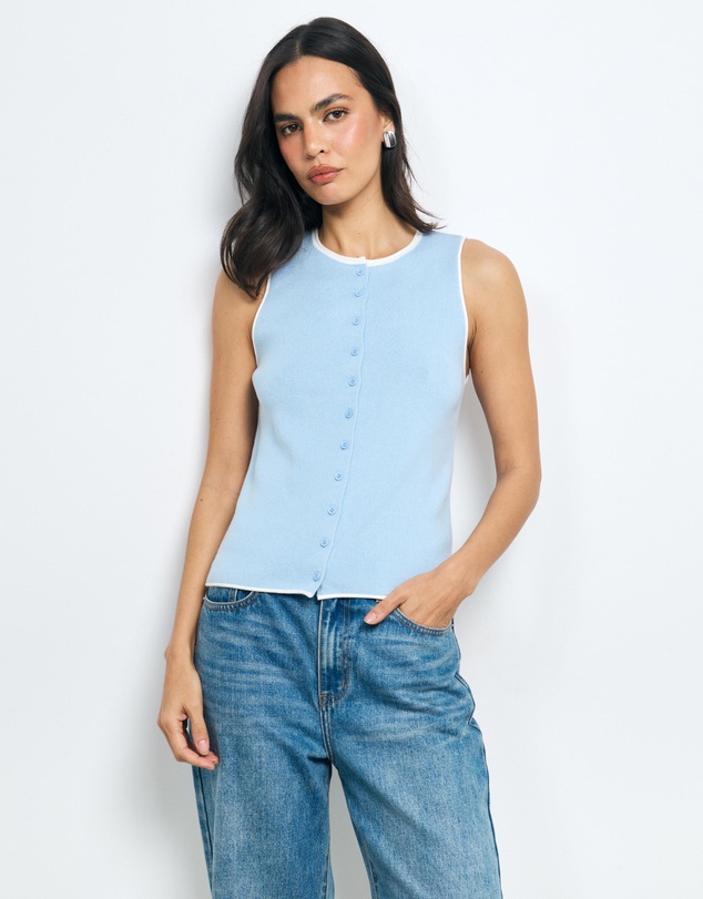 AERE - Veya Contrast Organic Cotton Knit Top
