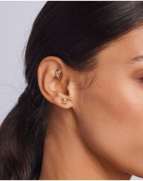 Zoe Olivia - 9K Gold Emerald Lab Grown Diamond Stud Earrings