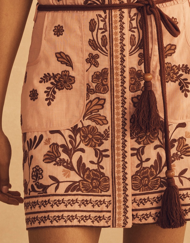 AUR OCEA - Embroidered Mini Shirt Dress