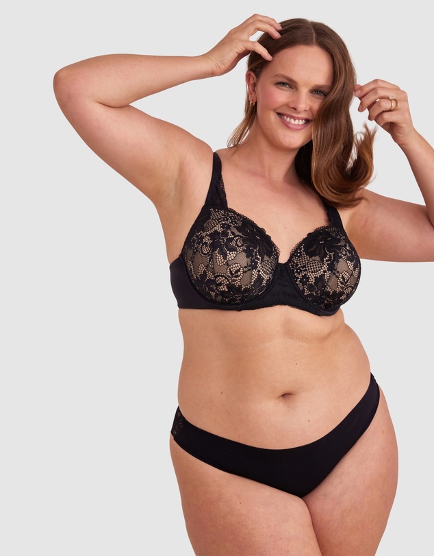 Bras N Things - Smooth Comfort Lace Bikini Knicker - Black