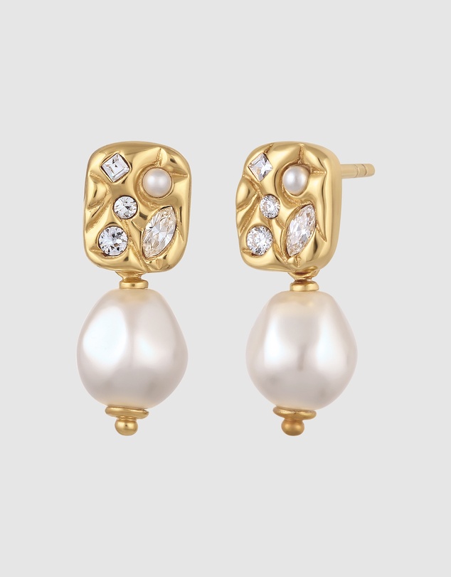 Elli Jewelry - Earrings Stud Pearl Drop 925 Sterling Silver Gold-Plated