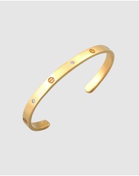 Elli Jewelry - Bracelet Bangle Cross Basic Geo Zirconia 925 Sterling Silver gold plated