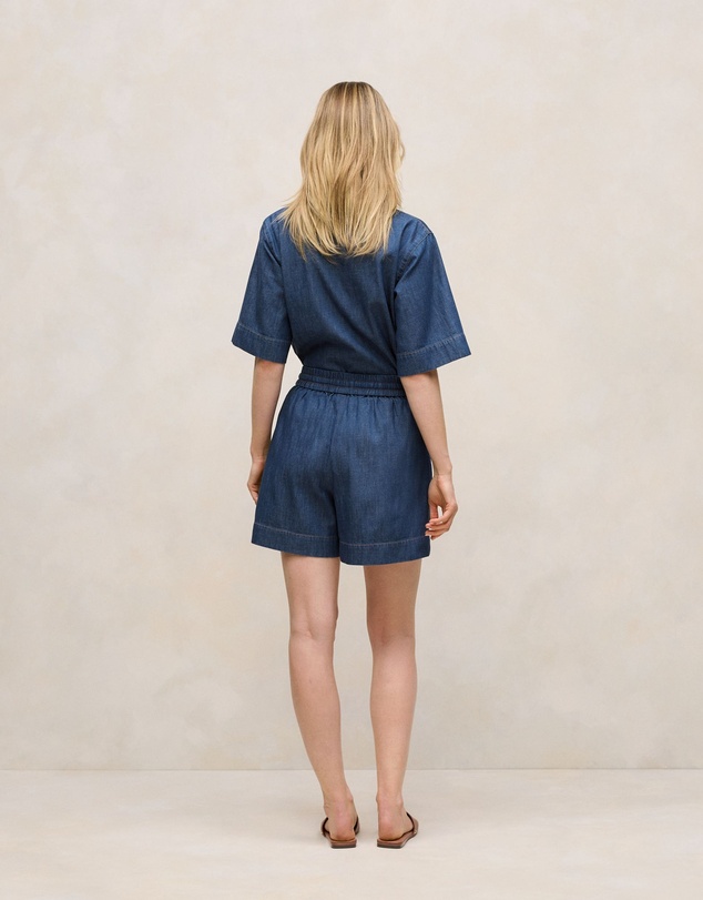 Trenery - Soft Denim Drawcord Short in Mid Blue