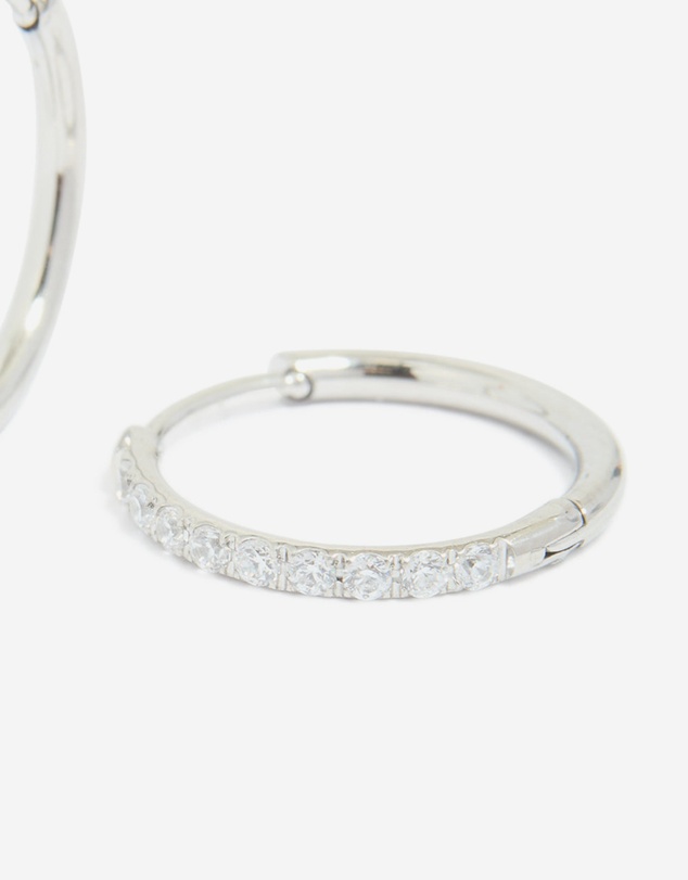 Lovisa - Surgical Steel Cubic Zirconia Classic Hoop Earrings 12 MM