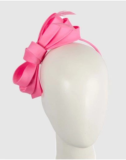 Max Alexander - Large Hot Pink Satin Bow Racing Fascinator