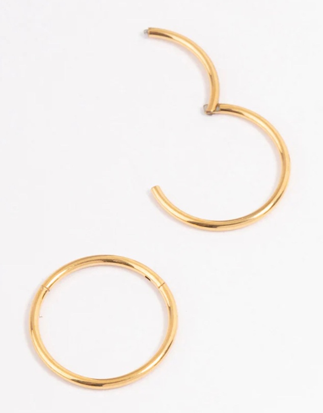 Lovisa - Gold Plated Surgical Steel Fine Sleeper Earrings 10mm