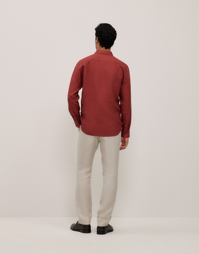 Trenery - Tailored Fit Delave Linen Shirt in Russet