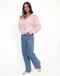 Petal & Pup - Amelia Oversize Collar Button Cardigan - Pink