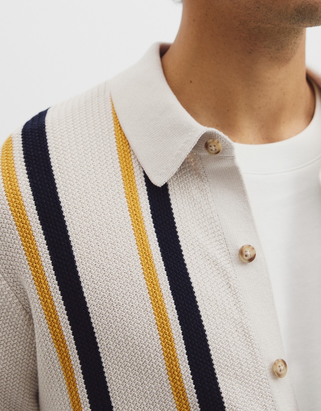 Country Road - Australian Good Earth Cotton Textured Stripe Knit Shirt
