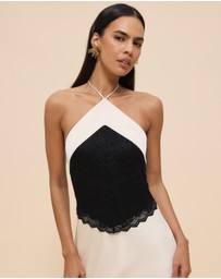 CHANCERY - Georgie Halter Neck Lace Panelled Maxi Dress