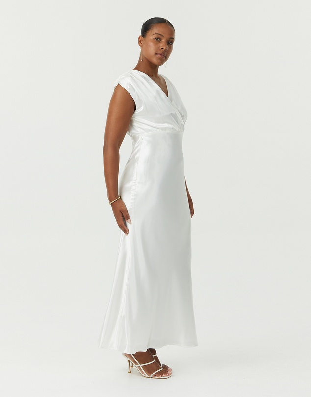Third Form - Satin Cross Over Gather Dress