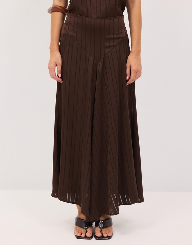 Calli - Sayer Satin Panelled Midi Skirt