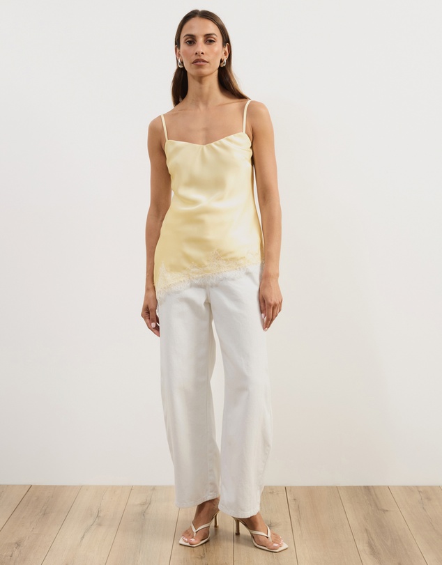 Atmos&Here - Leoni Asymmetric Lace Satin Cami