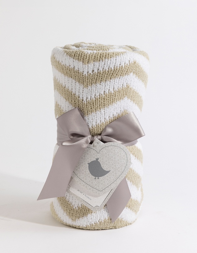Living Textiles - Chenille Blanket - Chevron Taupe