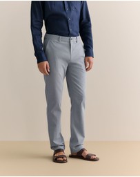 Trenery - Regular Fit Yarn Dyed Cotton Dobby Chino in Strong Blue