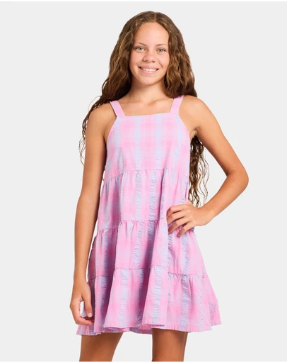 Roxy - Girls 8 to 16 Phoebe Check Mini Dress