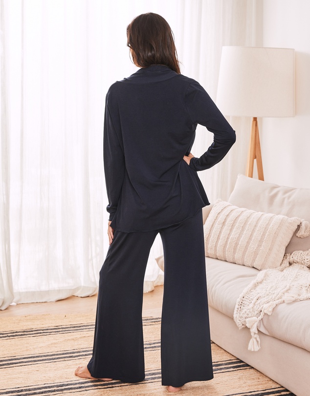 Angel Maternity - Debra Wide Leg Maternity Bamboo Pants in Navy