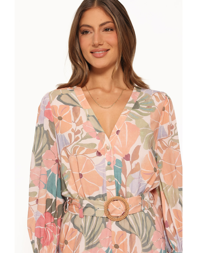 Petal & Pup - Louisa Balloon Sleeve Playsuit - Retro Orange Floral