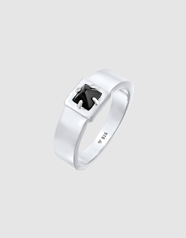 Kuzzoi - ICONIC EXCLUSIVE - Onyx Signet Ring in 925 Sterling Silver