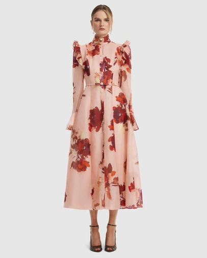 LEO LIN - Katrina Butterfly Sleeve Midi Dress