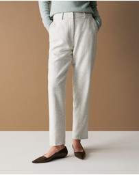 Trenery - Italian Wool Blend Herringbone Pant in White