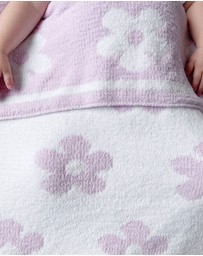 Living Textiles - Chenille Blanket - Purple Flowers