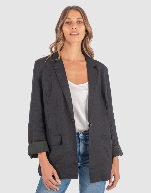 CAMIXA - Jackie Oversized Linen Blazer Jacket