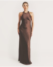 Six Stories - Racer Neck Satin Bridesmaid Dress